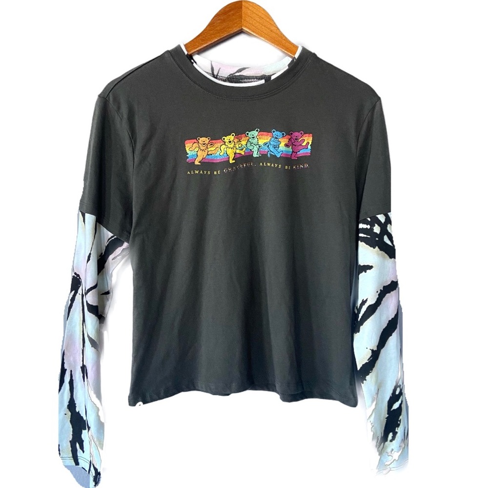 Grateful Dead Dancing Bears Tie Dye Long Sleeve Graphic Tee
